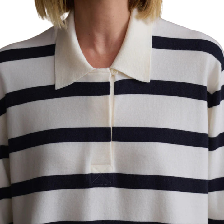 Post Pullover in Ivory/Navy Stripe