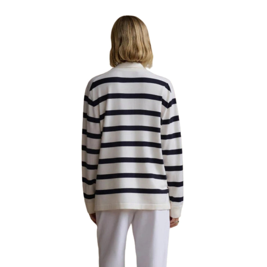 Post Pullover in Ivory/Navy Stripe