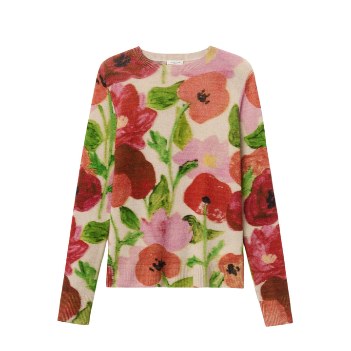 Printed Blossom Crew Neck Sweater in Blossom Multi