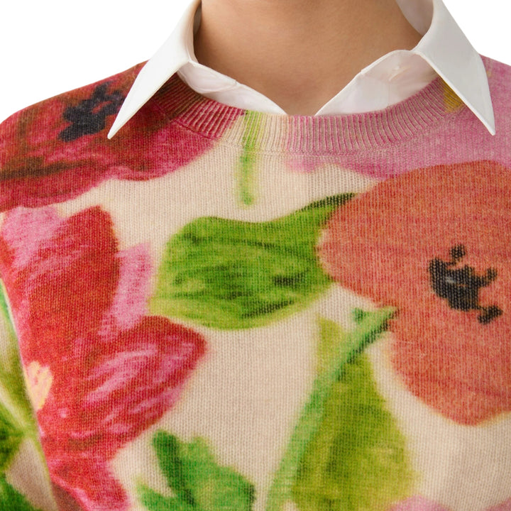 Printed Blossom Crew Neck Sweater in Blossom Multi
