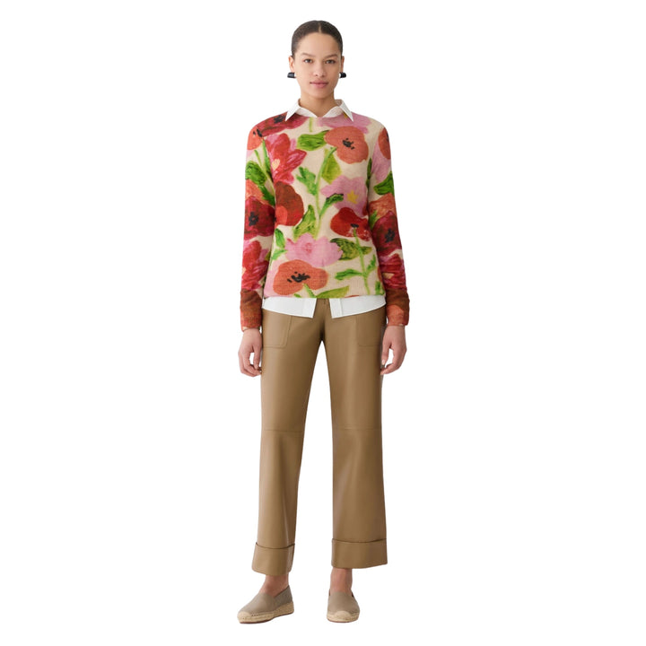 Printed Blossom Crew Neck Sweater in Blossom Multi