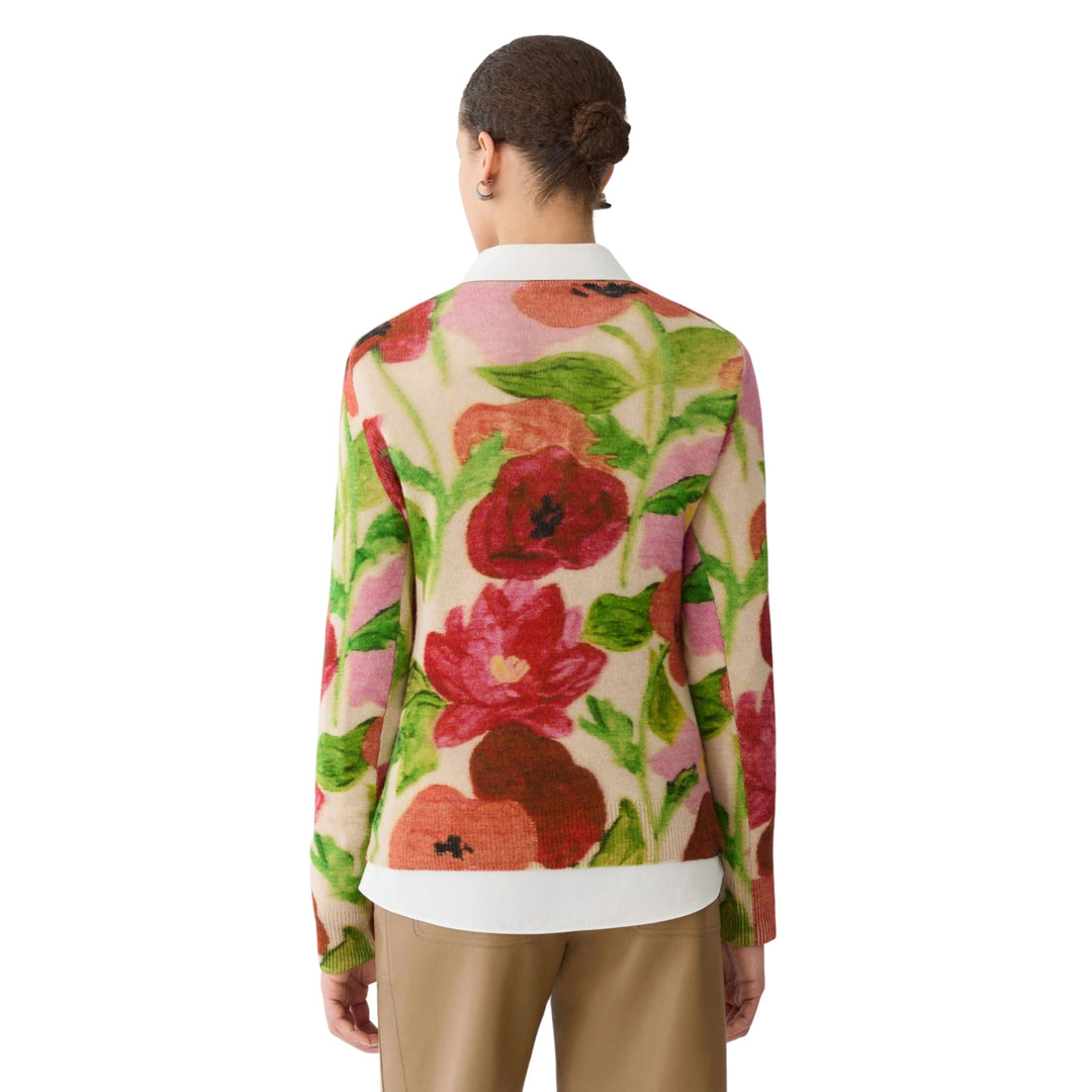 Printed Blossom Crew Neck Sweater in Blossom Multi