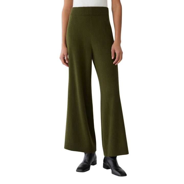 Pull On Wide Leg Knit Pant in Forest