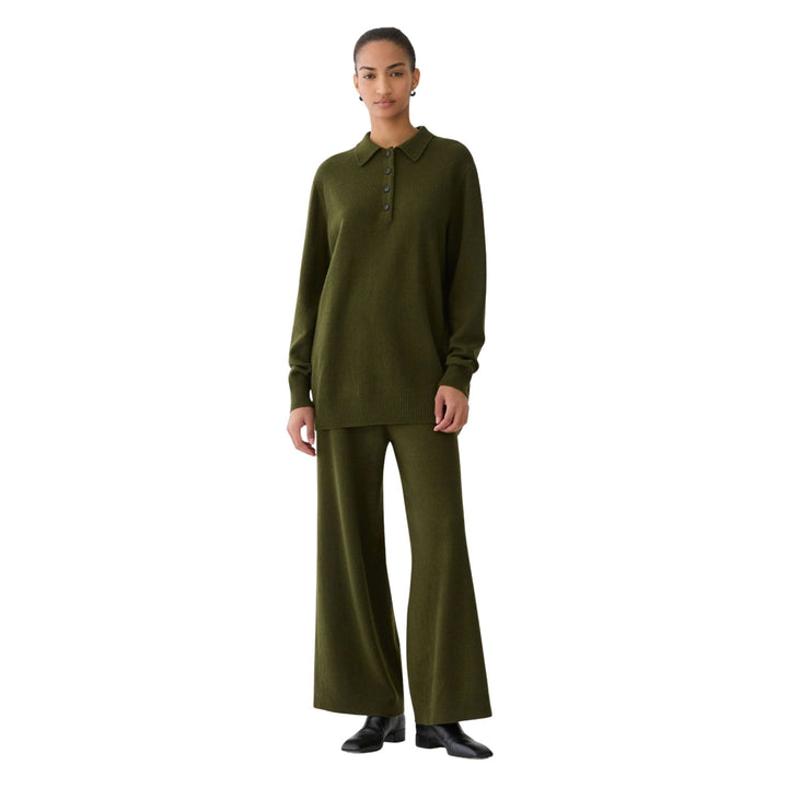 Pull On Wide Leg Knit Pant in Forest