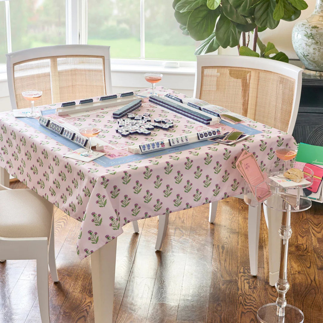 Purple Thistle Instructional Mahjong Tablecloth