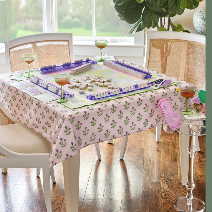 Purple Thistle Instructional Mahjong Tablecloth