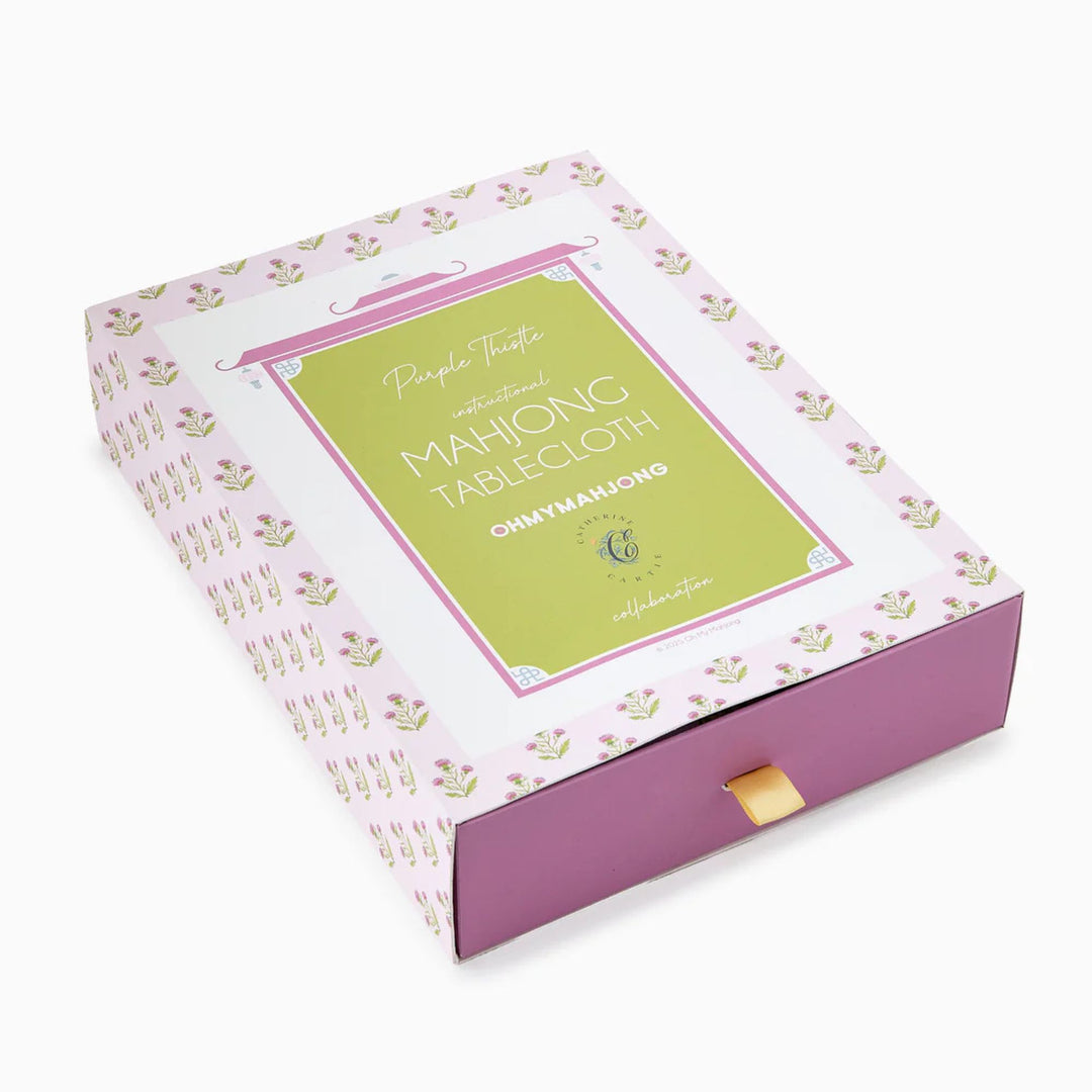 Purple Thistle Instructional Mahjong Tablecloth