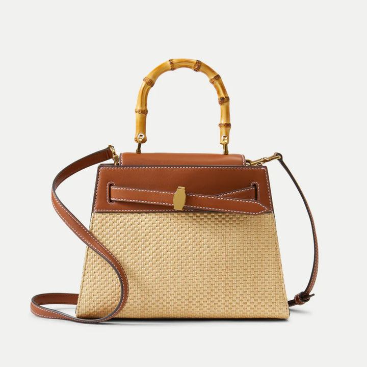 Raffia Dash Top Handle Bag in Hazelwood/Natural