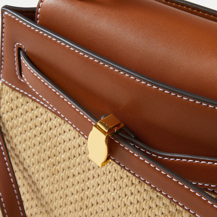 Raffia Dash Top Handle Bag in Hazelwood/Natural