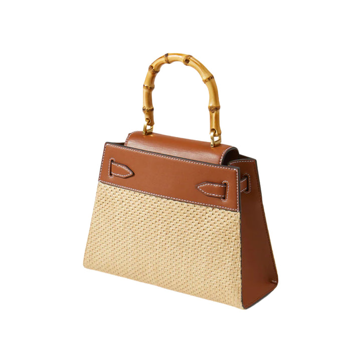 Raffia Dash Top Handle Bag in Hazelwood/Natural