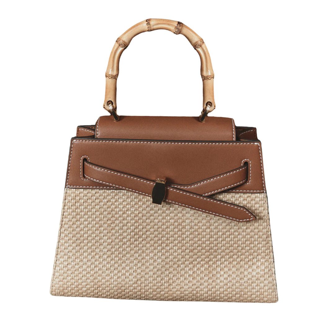 Raffia Dash Top Handle Bag in Hazelwood/Natural