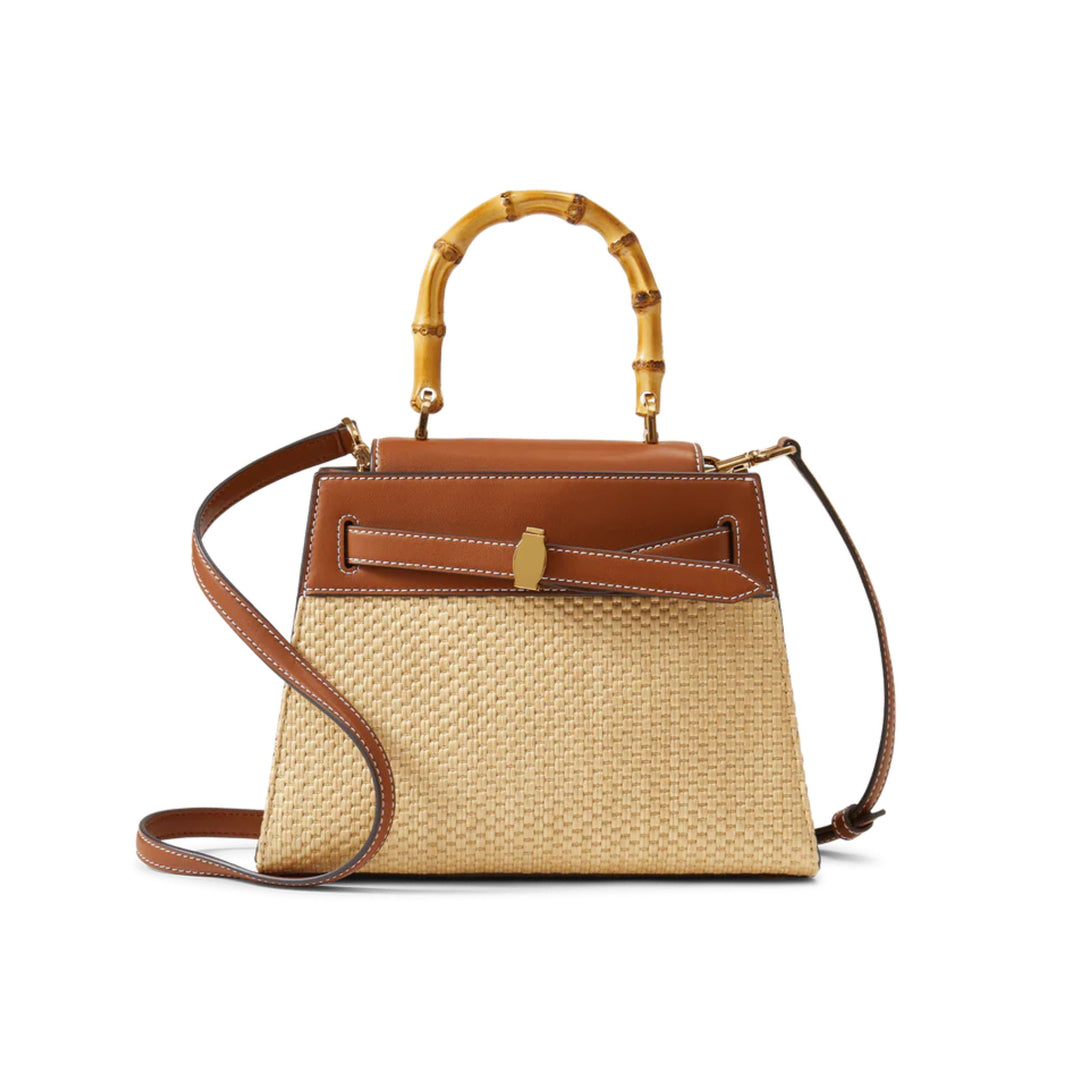 Raffia Dash Top Handle Bag in Hazelwood/Natural