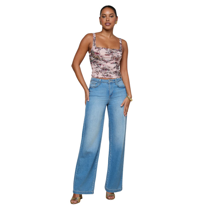 Rasha Shirred Tank in Light Nectarpink Small Multi Butterfly Jungle