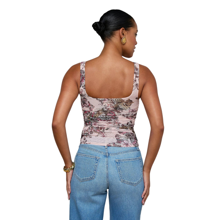 Rasha Shirred Tank in Light Nectarpink Small Multi Butterfly Jungle