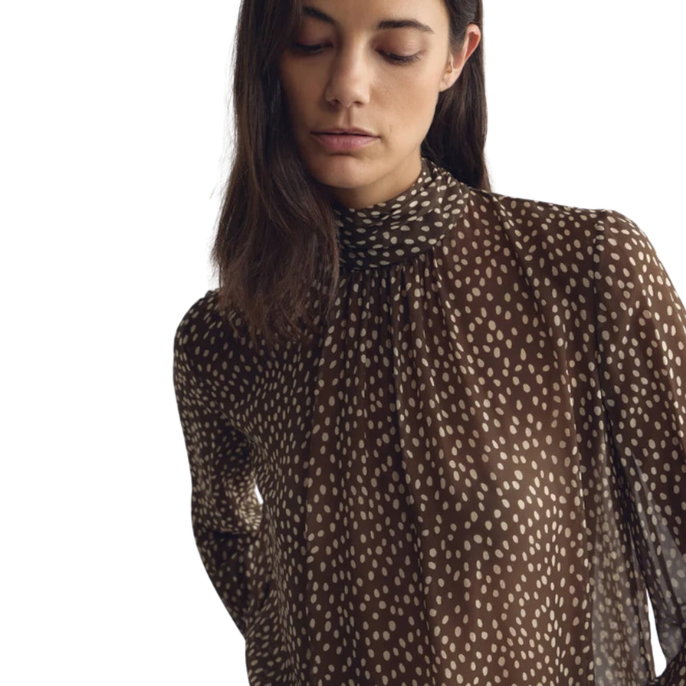 Remie Blouse in Brown/Cream Wild Dots