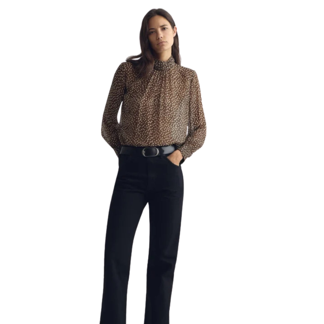 Remie Blouse in Brown/Cream Wild Dots