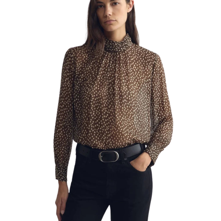 Remie Blouse in Brown/Cream Wild Dots