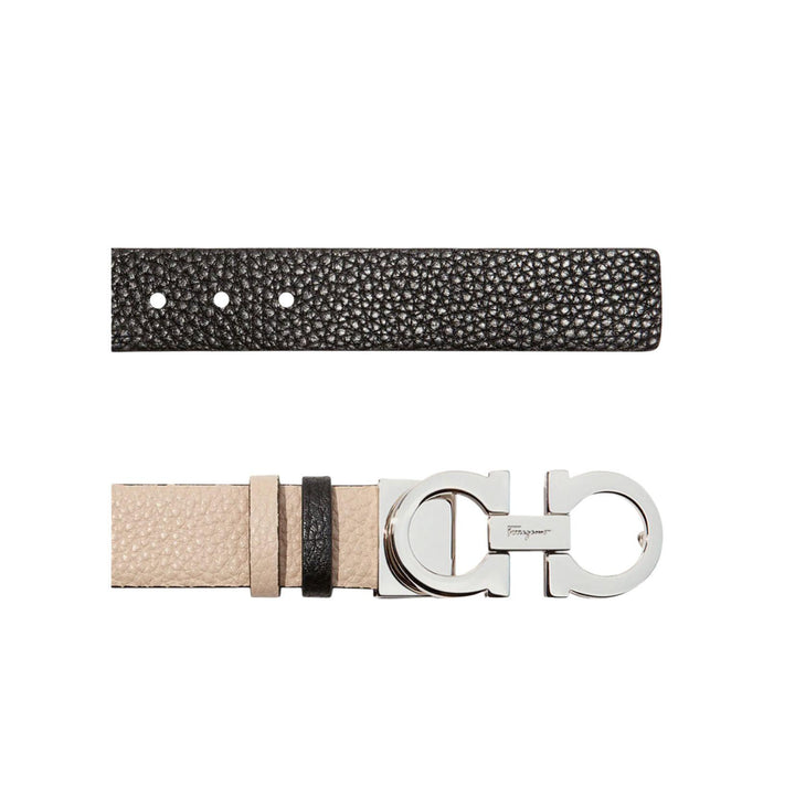 New Bisque Reversible Gancini Belt