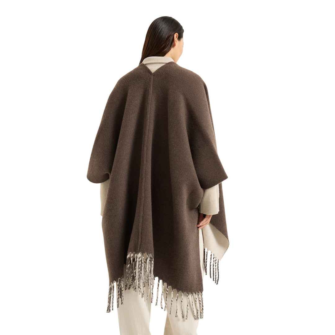 Reversible Cashmere Poncho - Brown CMC72