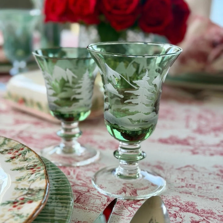Rialto Winterscape Etched Pine Water/Wine Glass