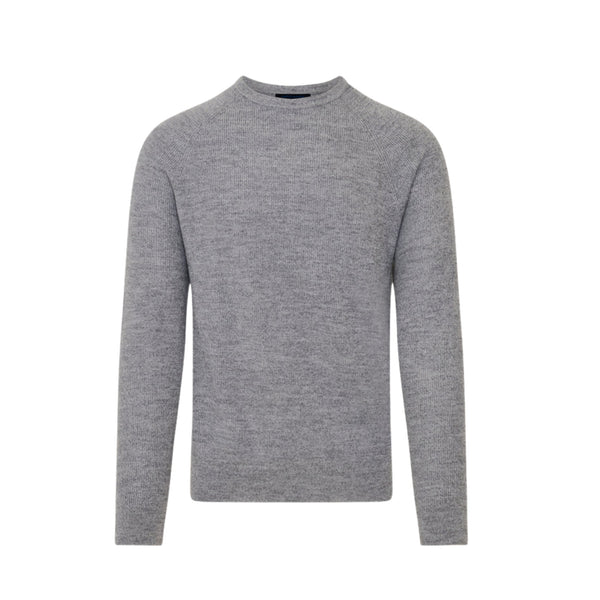 Rib Raglan Crewneck Sweater in Fog Grey
