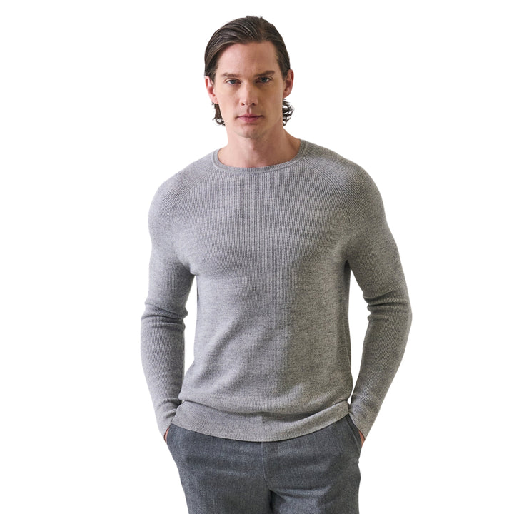Rib Raglan Crewneck Sweater in Fog Grey