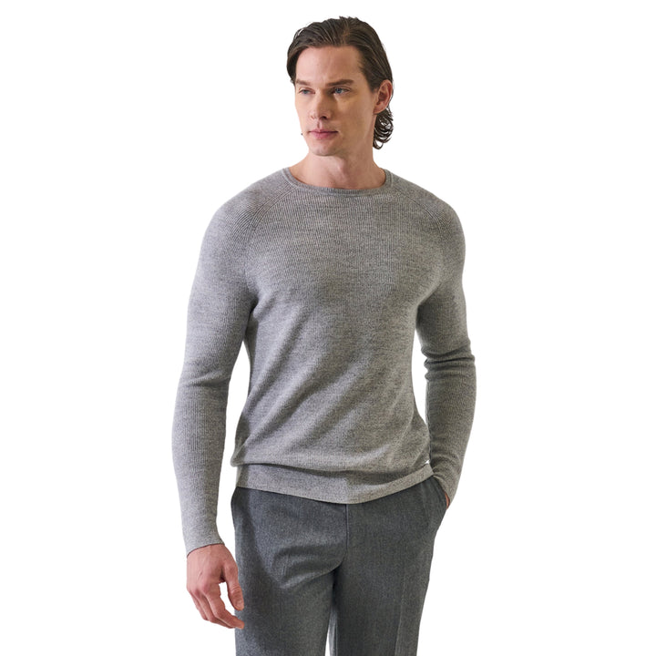 Rib Raglan Crewneck Sweater in Fog Grey