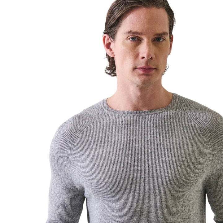 Rib Raglan Crewneck Sweater in Fog Grey