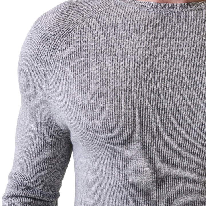 Rib Raglan Crewneck Sweater in Fog Grey