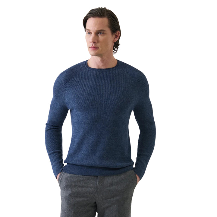 Rib Raglan Crewneck Sweater in Moonlight