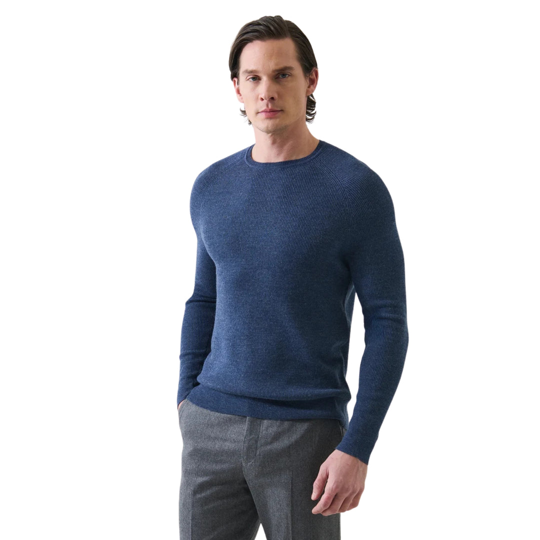 Rib Raglan Crewneck Sweater in Moonlight