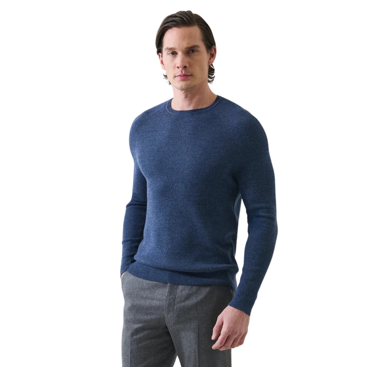 Rib Raglan Crewneck Sweater in Moonlight
