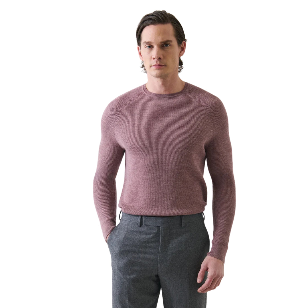 Rib Raglan Crewneck Sweater in Nostalgia Rose