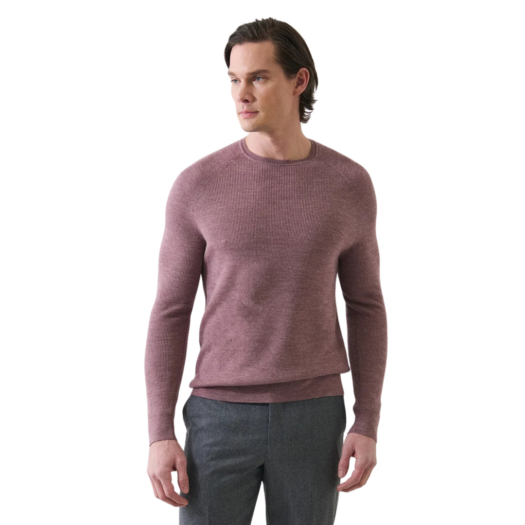 Rib Raglan Crewneck Sweater in Nostalgia Rose
