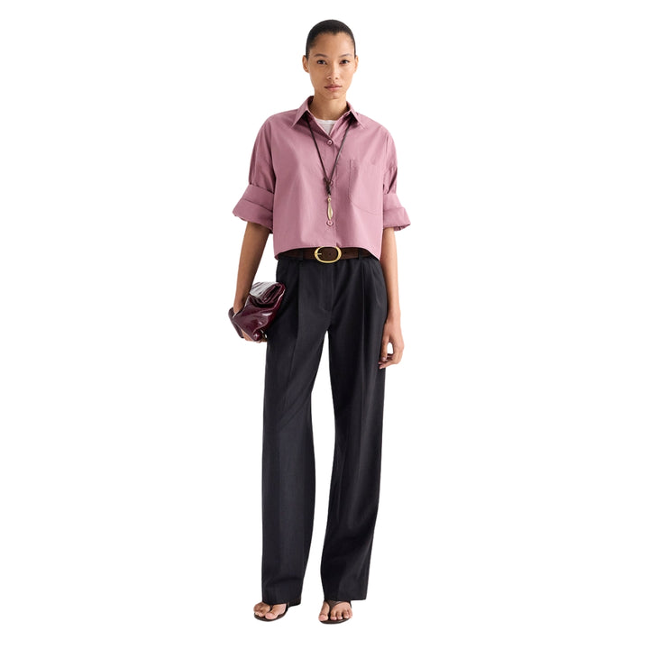 Roll Top Grocer Shiny Crinkle Leather Clutch in Eggplant