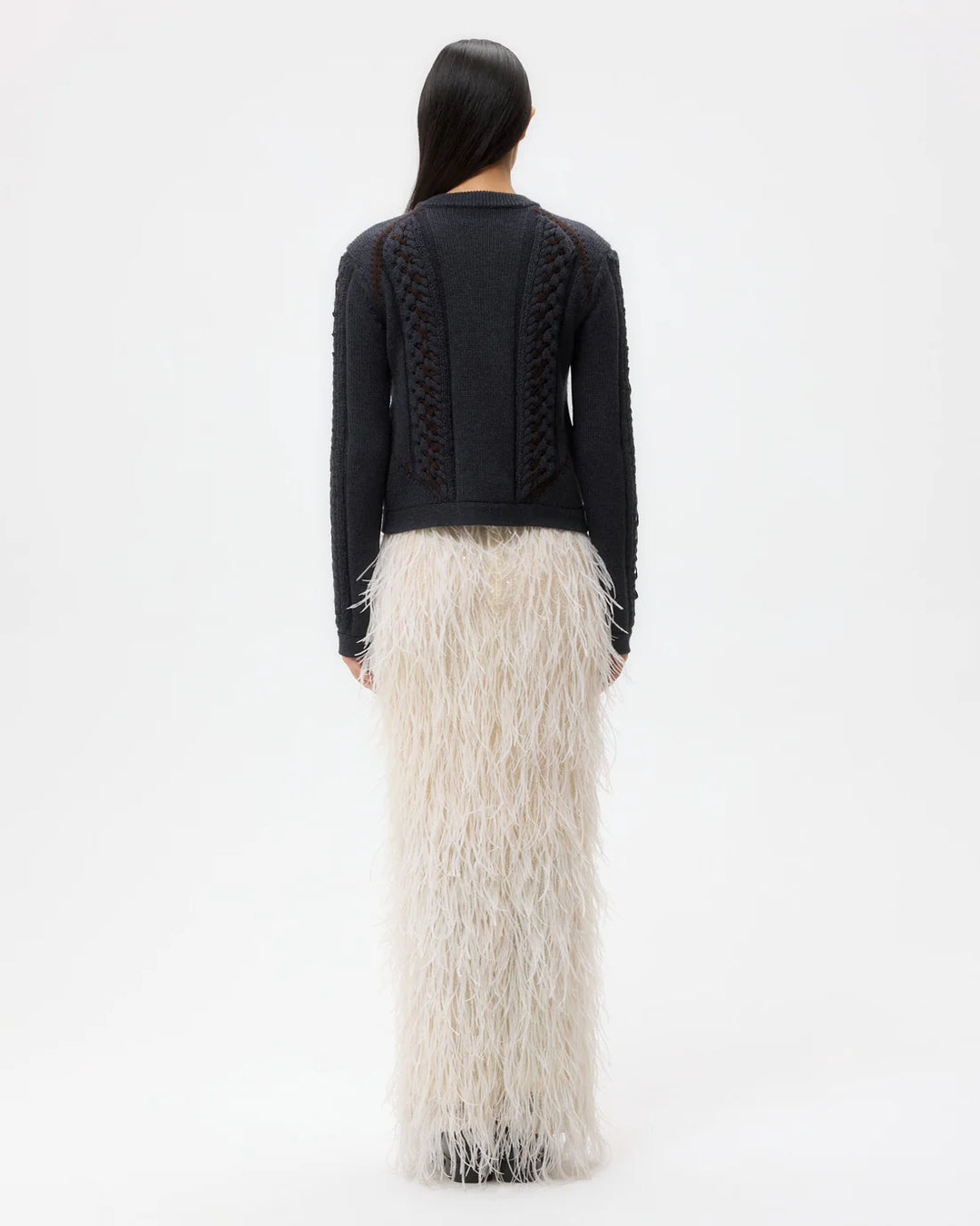 Suede Cable Sweater Jacket