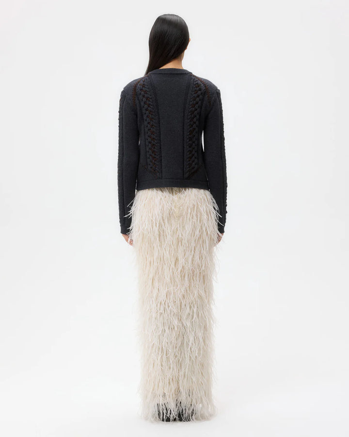 Suede Cable Sweater Jacket