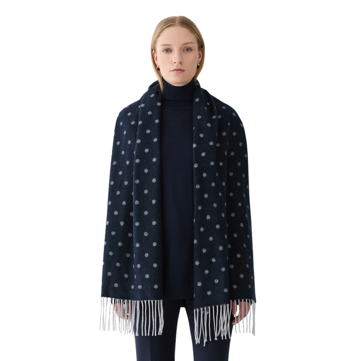 SCARF JACQUARD DOTS With BORDER - INK MULTI