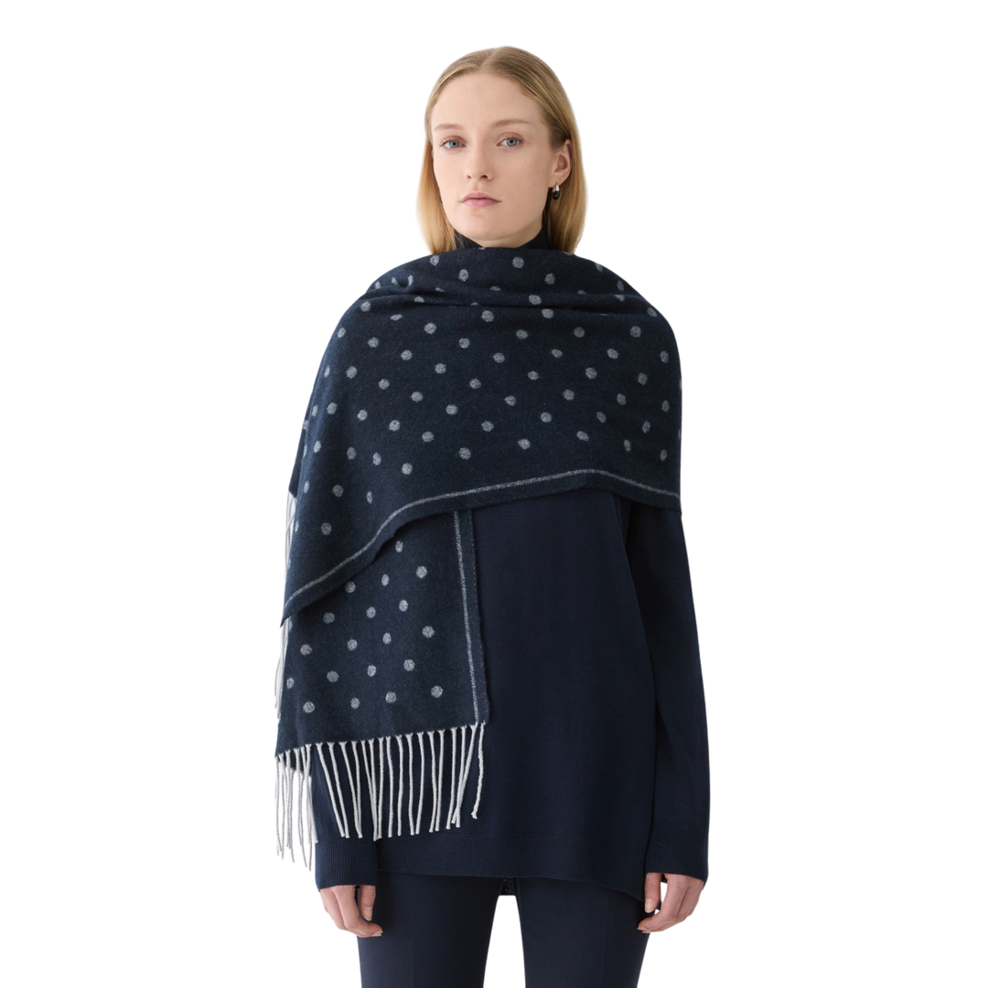 SCARF JACQUARD DOTS With BORDER - INK MULTI