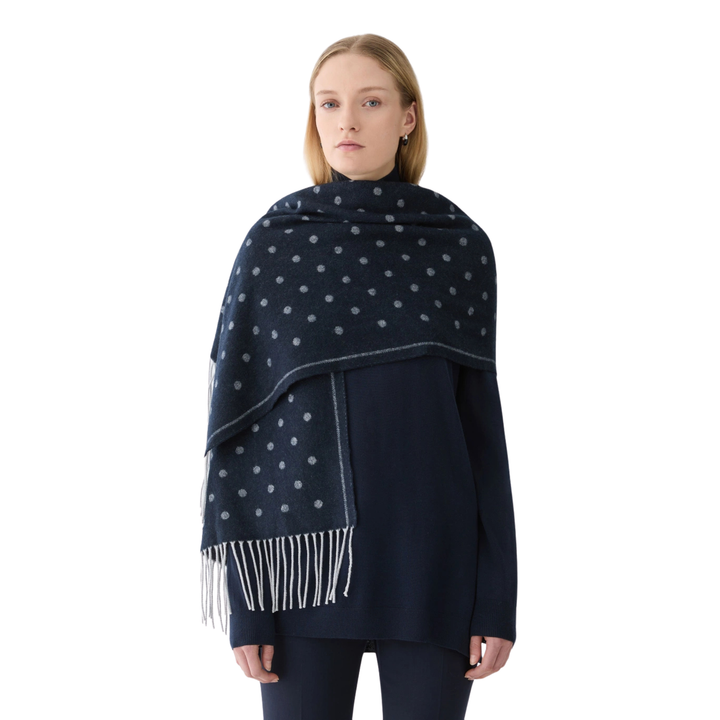 SCARF JACQUARD DOTS With BORDER - INK MULTI