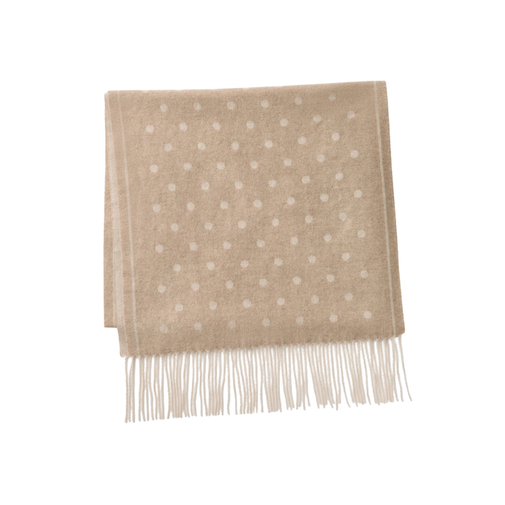 SCARF JACQUARD DOTS With BORDER - OATMEAL MULTI