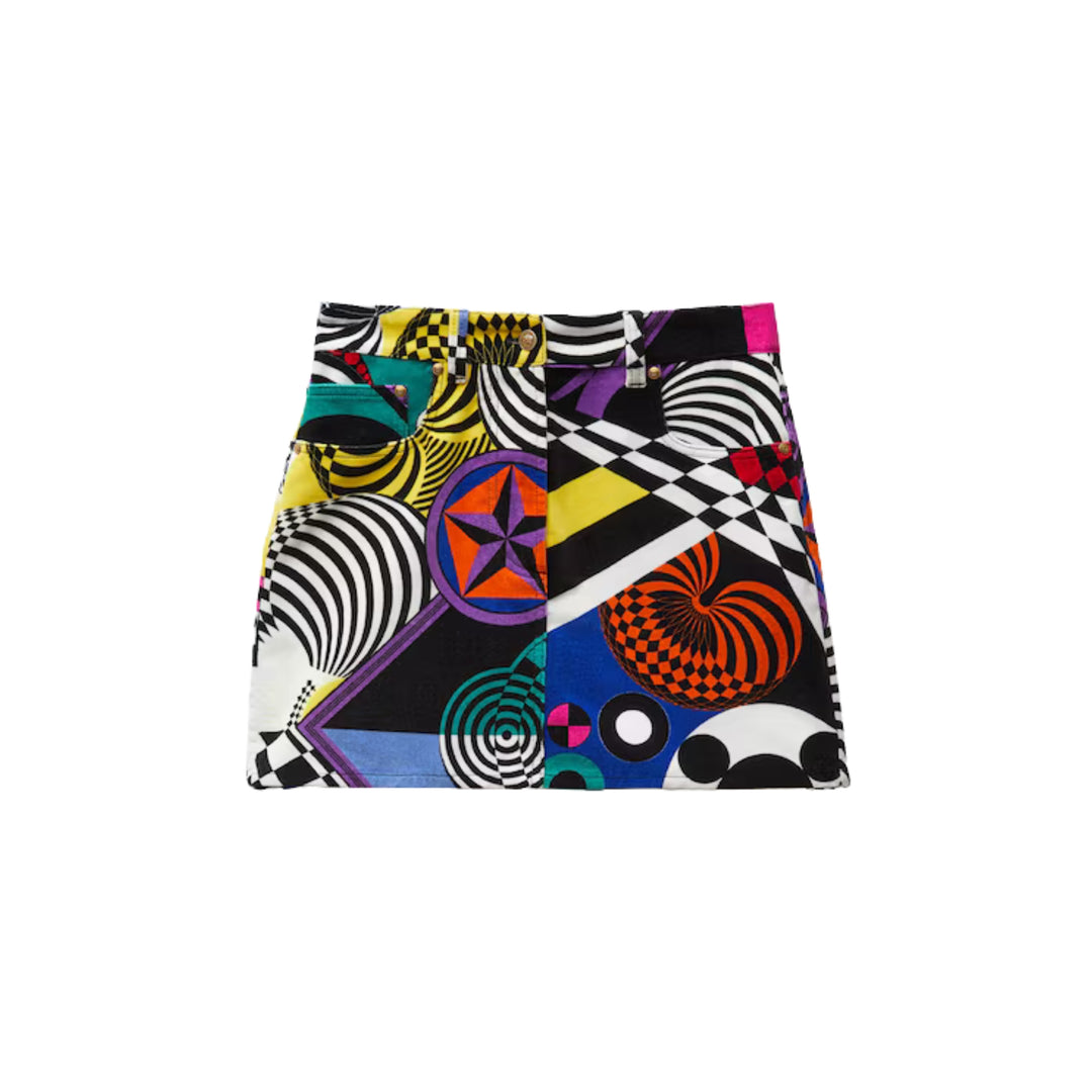 SKIRT DENIM VELVET "TEATRO" PRINTED in Multicolor