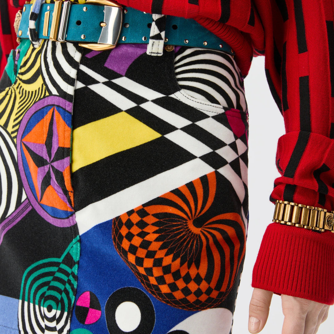 SKIRT DENIM VELVET "TEATRO" PRINTED in Multicolor
