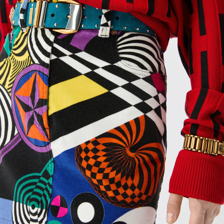 SKIRT DENIM VELVET "TEATRO" PRINTED in Multicolor