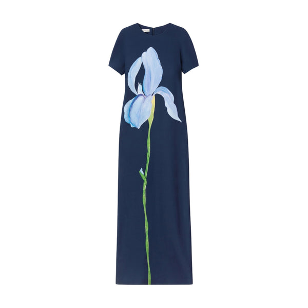 Iris Print Viscose Cady Gown