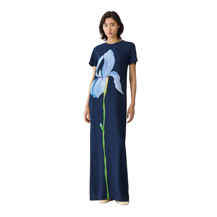 Iris Print Viscose Cady Gown