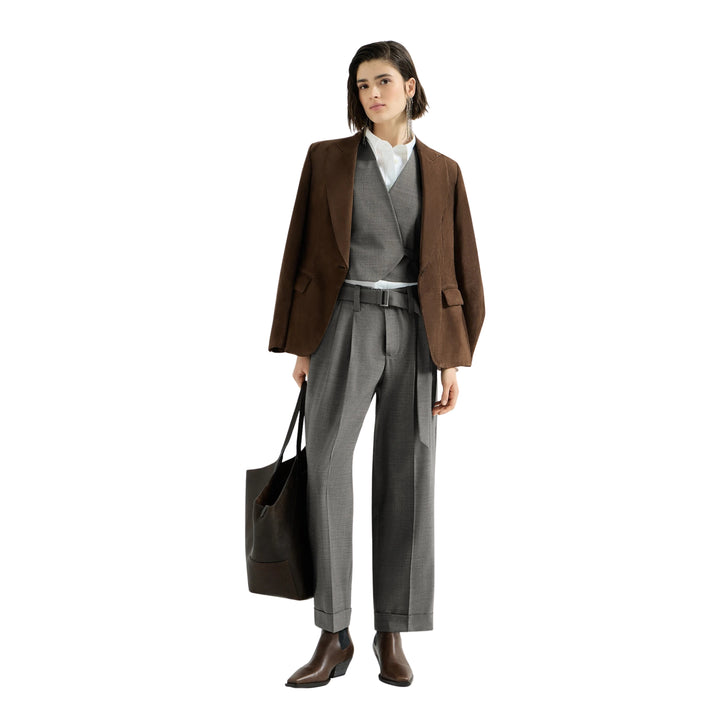 SUEDE SINGLE BREASTED BLAZER IN Warm Chocolate