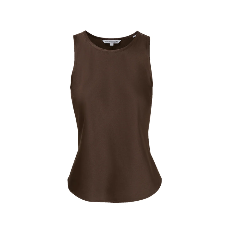 Sabrina Silk-Blend Tank Top in Dark Brown