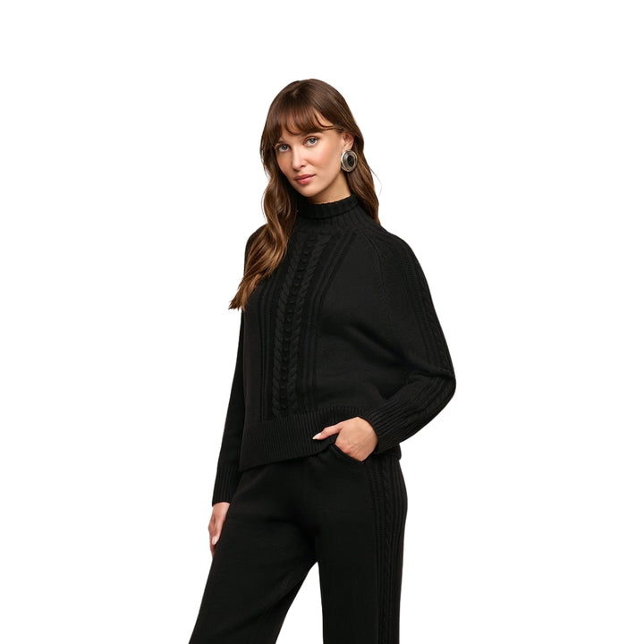 Sandrina Cable Turtleneck in Black