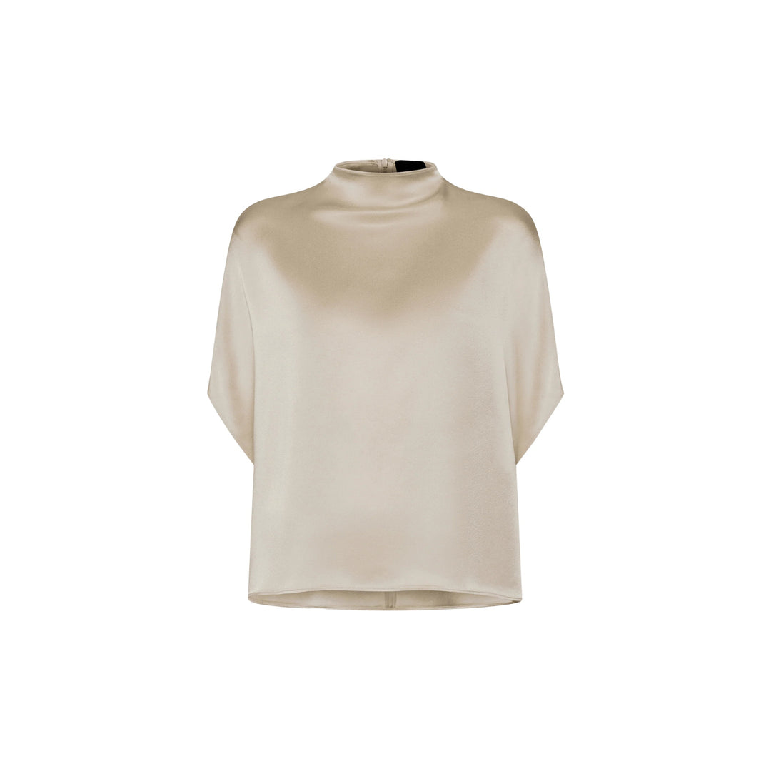 Satin Cape Tee in Sand